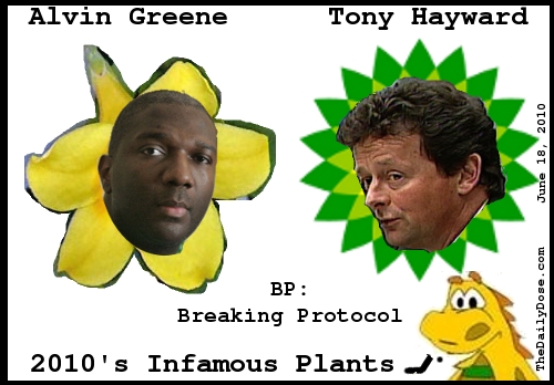 Alvin Greene. Tony Hayward. BP: Breaking Protocol. 2010's Infamous Plats. TheDailyDose.com .