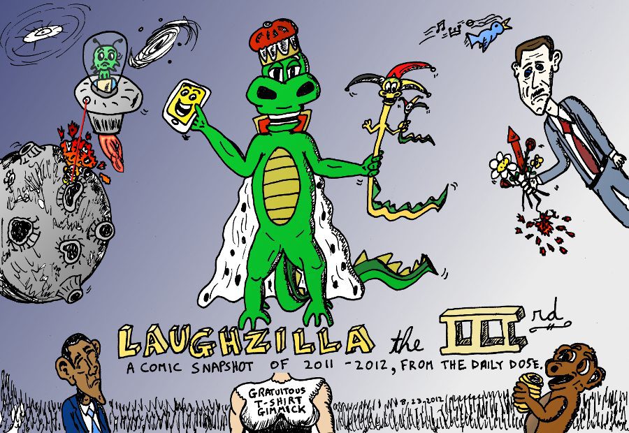 Graphic book cover from Laughzilla the IIIrd
