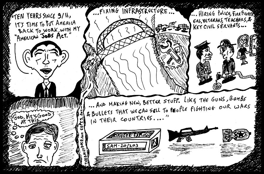 american jobs act political cartoon president obama editorial comic strip caricature by laughzilla for the daily dose