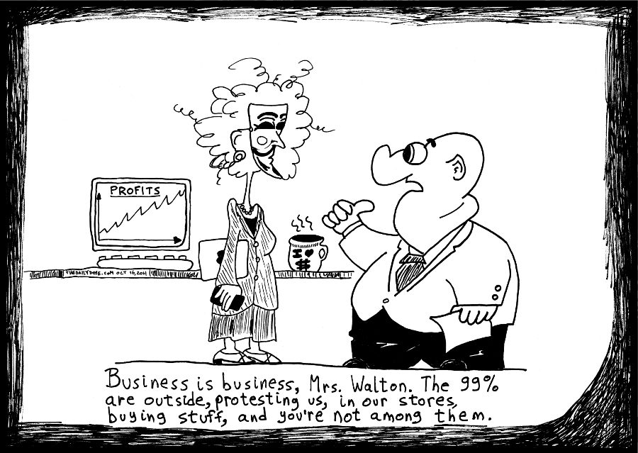 99% political business cartoon occupywallstreet comic strip caricature by laughzilla for the daily dose
