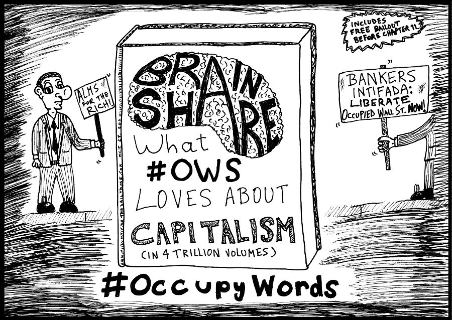 Book You Never Read > Brain Share > What #OWS loves about Capitalism title cover cartoon comic strip caricature by laughzilla for the daily dose