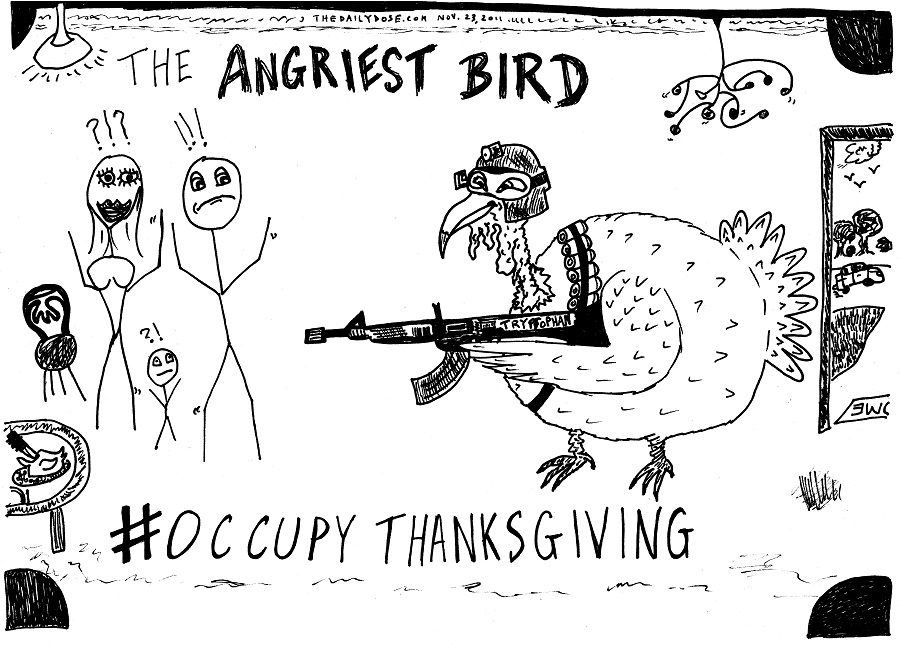 occupy thanksgiving editorial cartoon by laughzilla for thedailydose.com