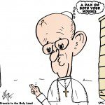 pope francis prays for pax on palestinian and israeli houses comic by laughzilla for the daily dose